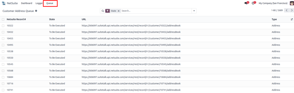 Odoo - Customer Address Queue